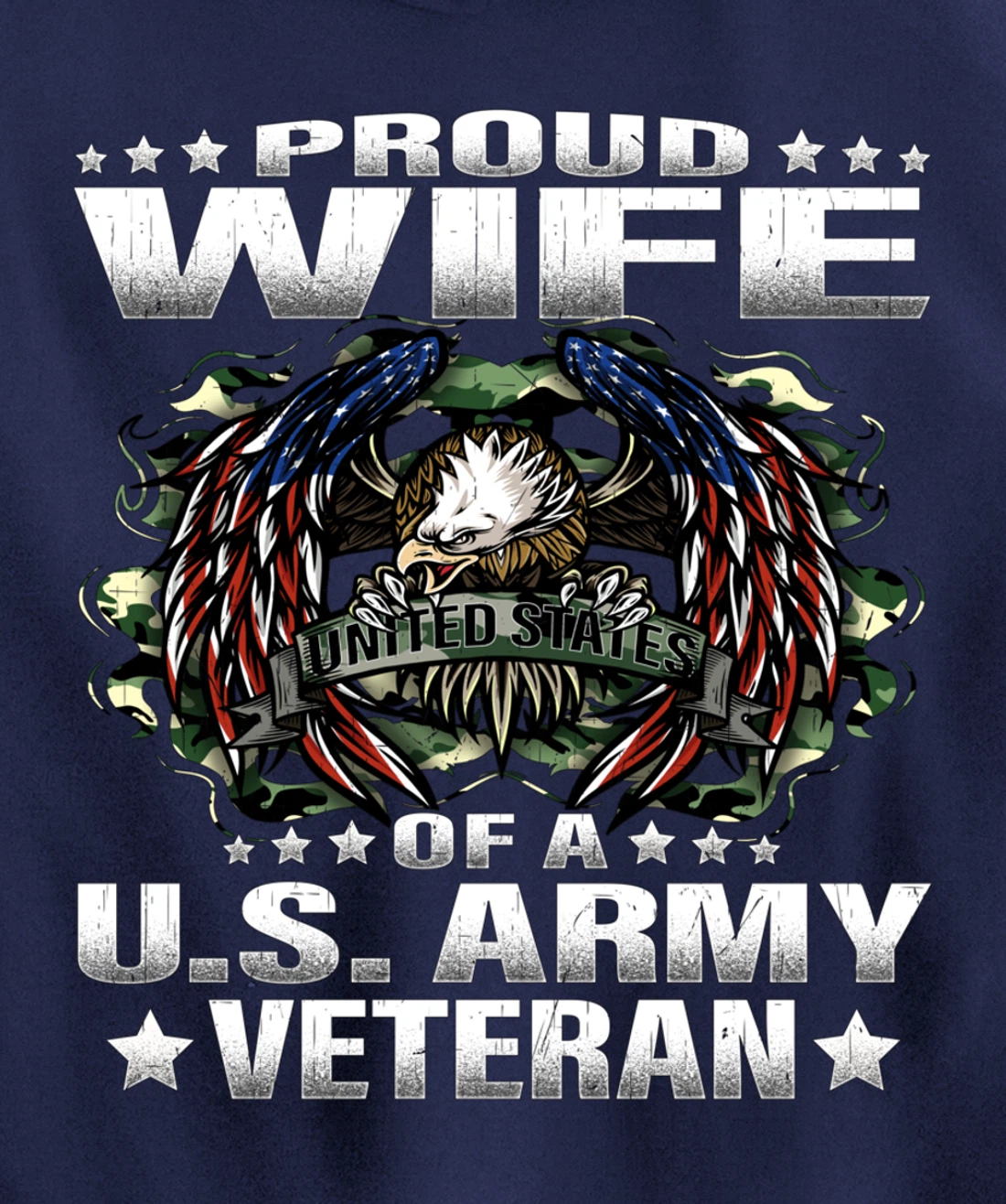 Proud Wife Of A US Army Veteran Military Vet's Spouse Pullover Hoodie