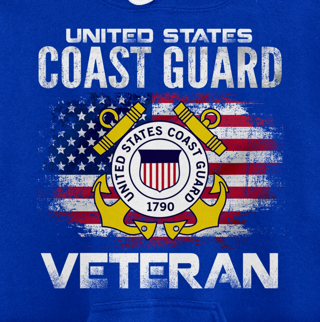 United States Coast Guard Veteran With American Flag Gift Pullover Hoodie