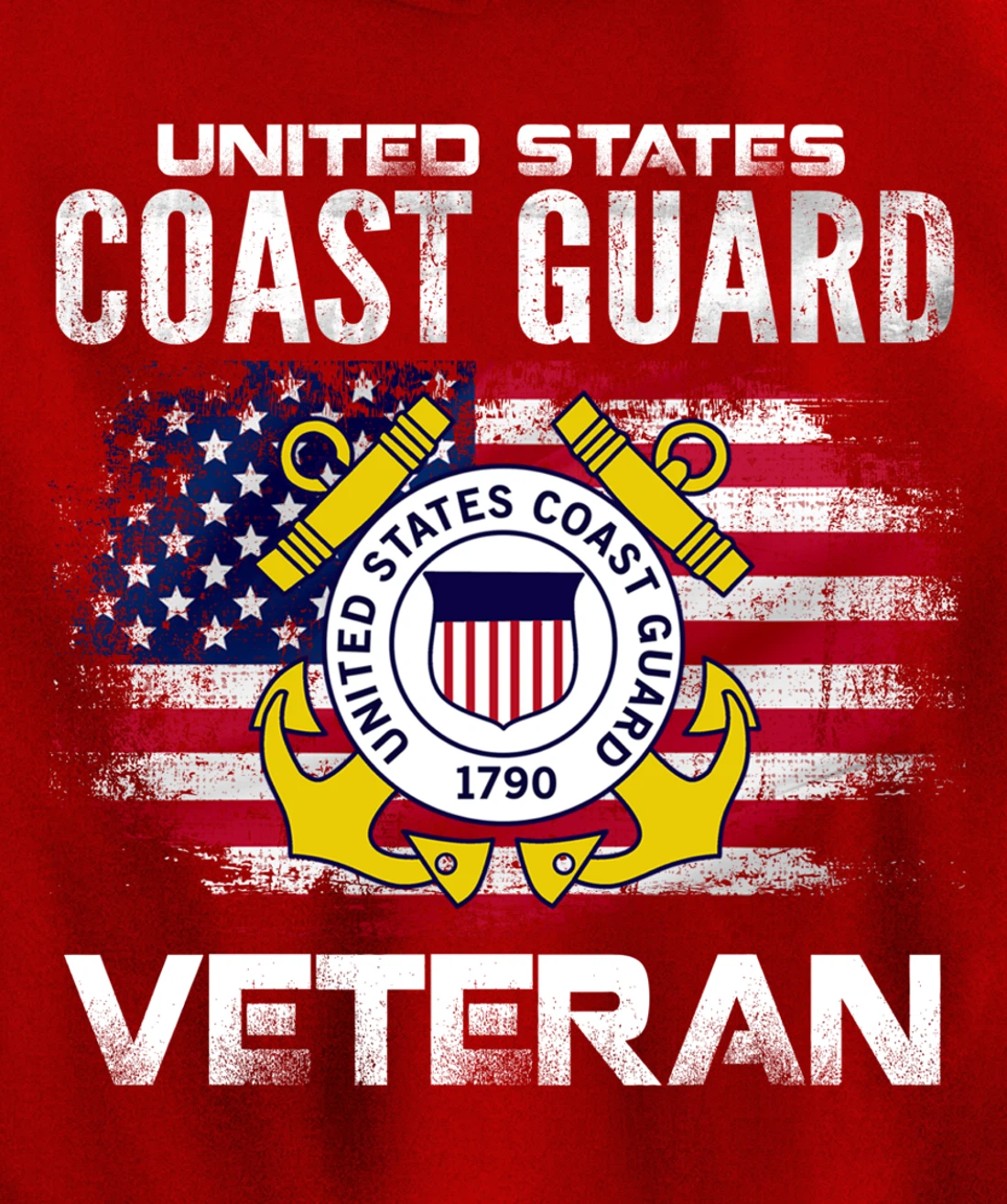 United States Coast Guard Veteran With American Flag Gift Pullover Hoodie