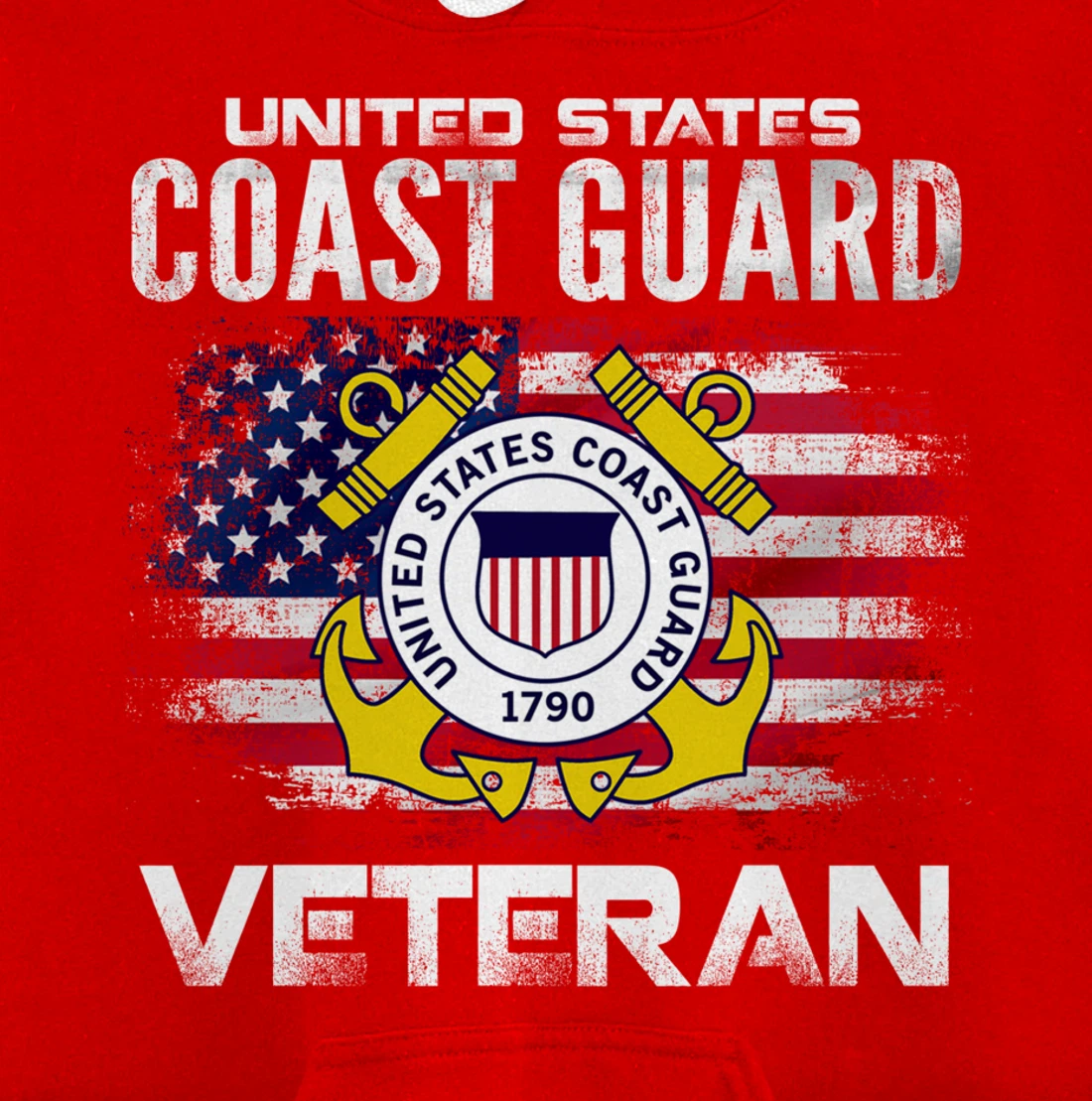 United States Coast Guard Veteran With American Flag Gift Pullover Hoodie
