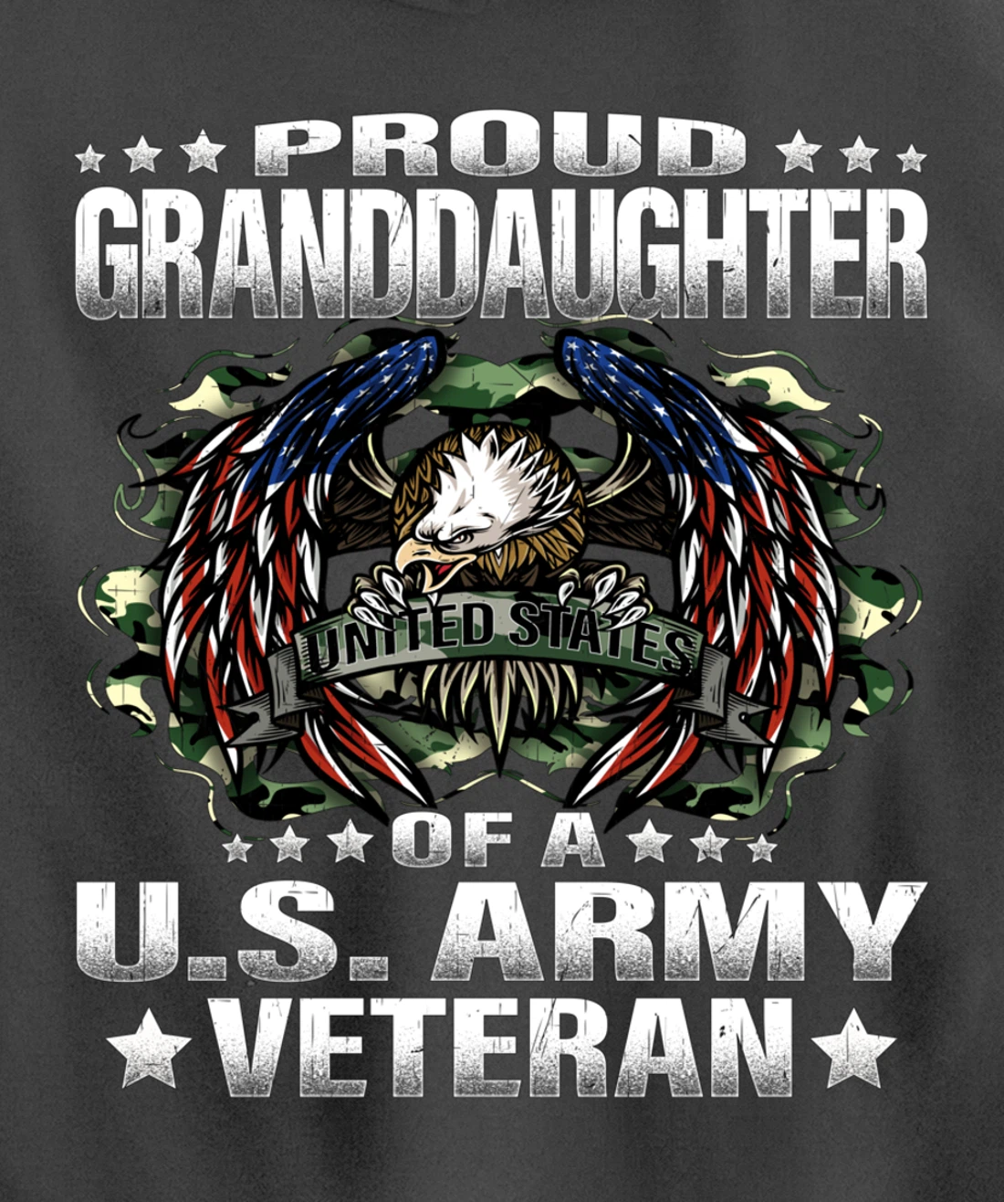 Proud Granddaughter Of A US Army Veteran Vet's Family Pullover Hoodie