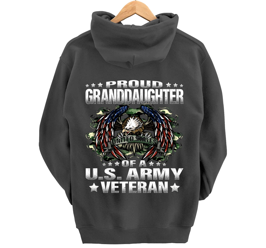 Proud Granddaughter Of A US Army Veteran Vet's Family Pullover Hoodie
