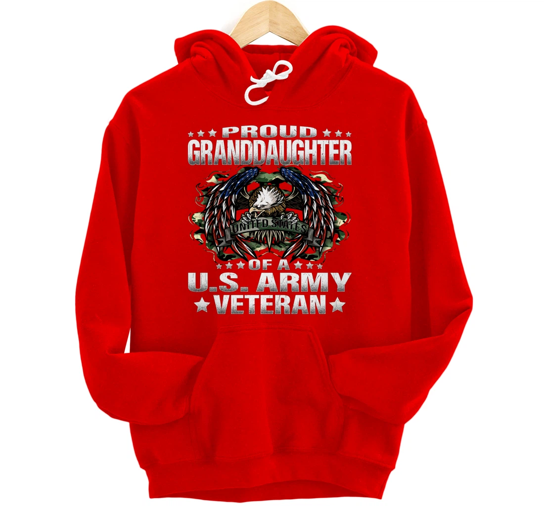 Proud Granddaughter Of A US Army Veteran Vet's Family Pullover Hoodie