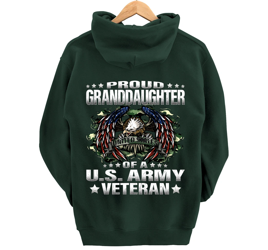 Proud Granddaughter Of A US Army Veteran Vet's Family Pullover Hoodie