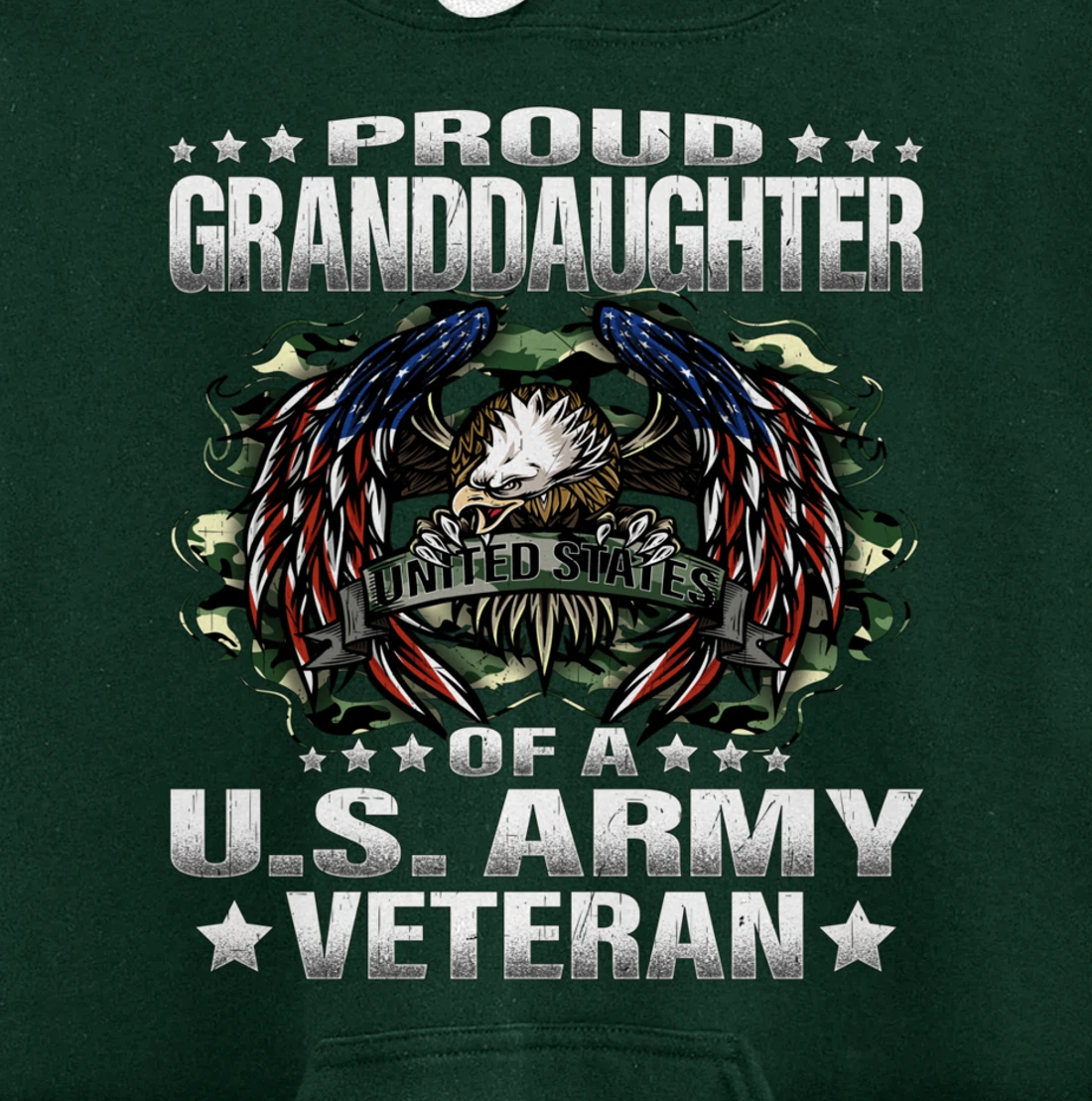 Proud Granddaughter Of A US Army Veteran Vet's Family Pullover Hoodie