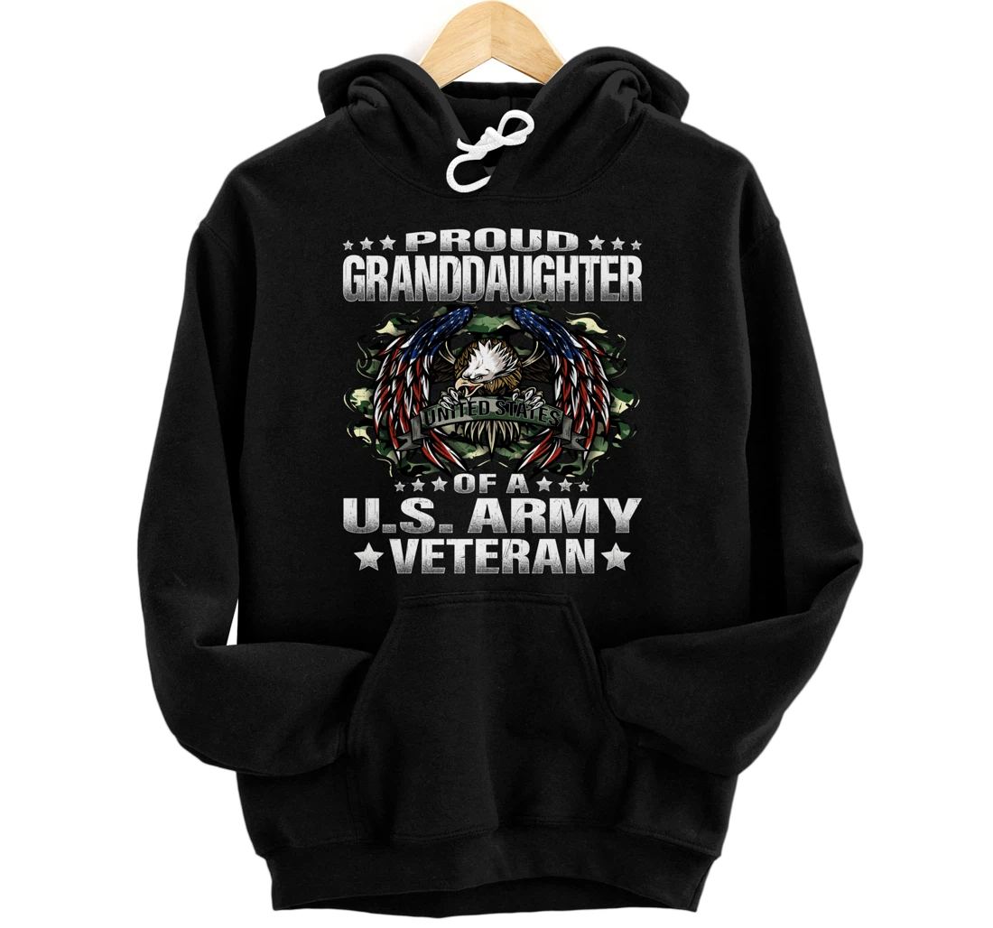 Proud Granddaughter Of A US Army Veteran Vet's Family Pullover Hoodie