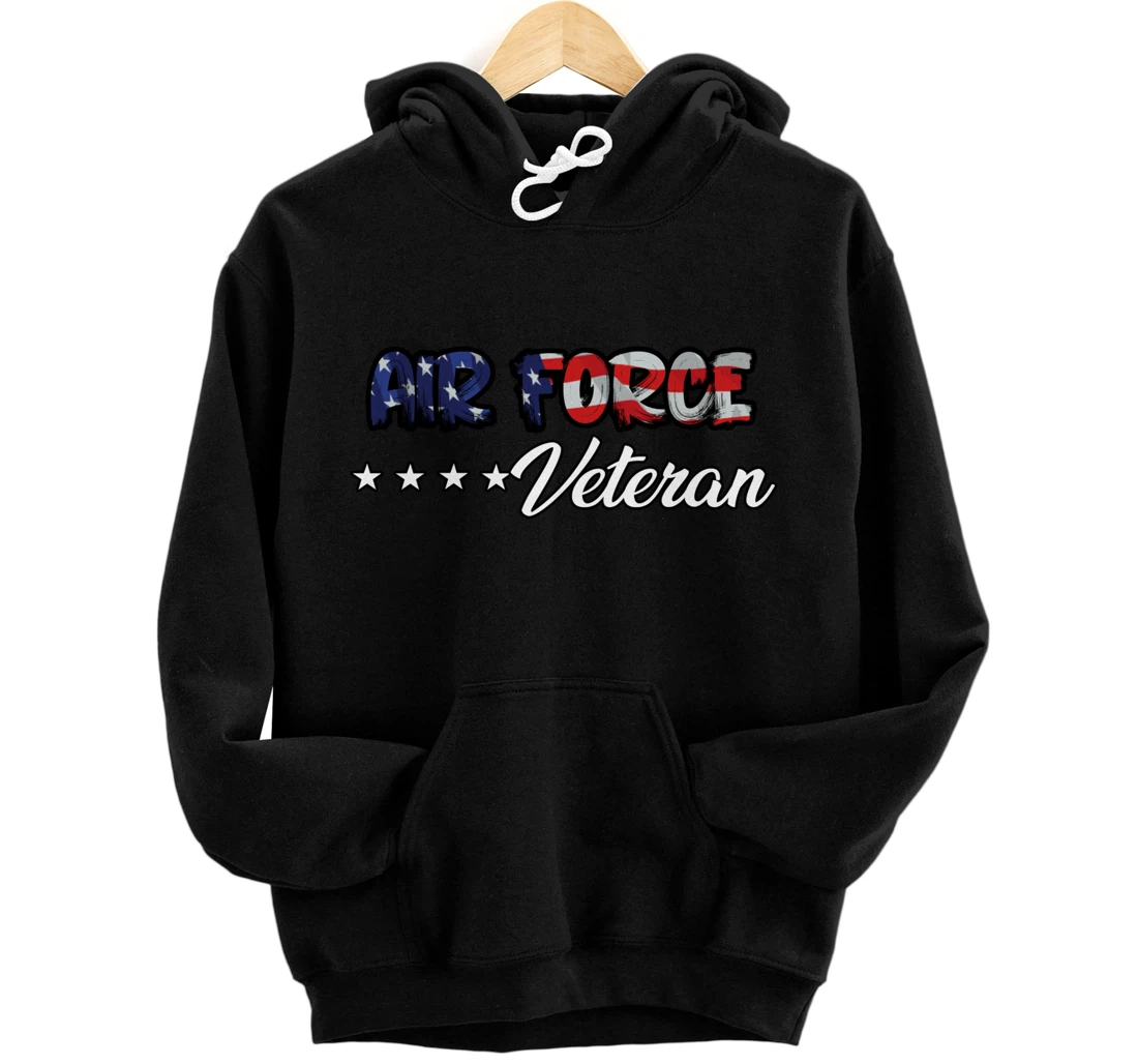 US Flag Bold Air Force Veteran Pullover Hoodie
