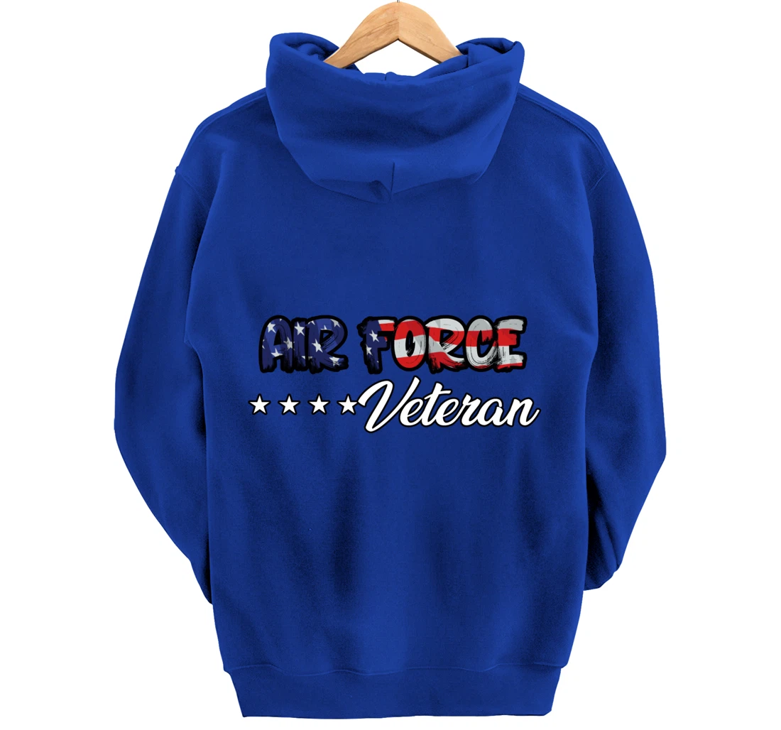 US Flag Bold Air Force Veteran Pullover Hoodie
