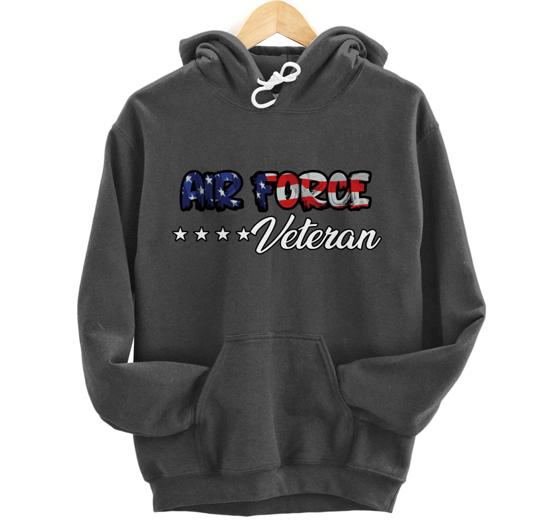 US Flag Bold Air Force Veteran Pullover Hoodie