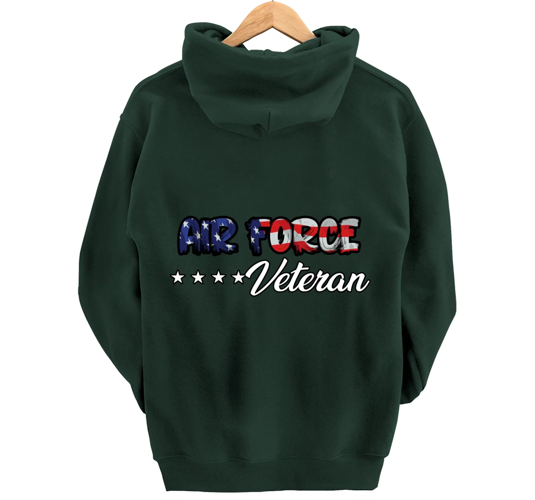 US Flag Bold Air Force Veteran Pullover Hoodie