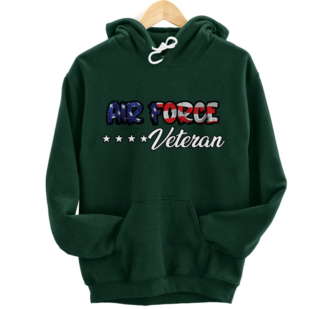 US Flag Bold Air Force Veteran Pullover Hoodie