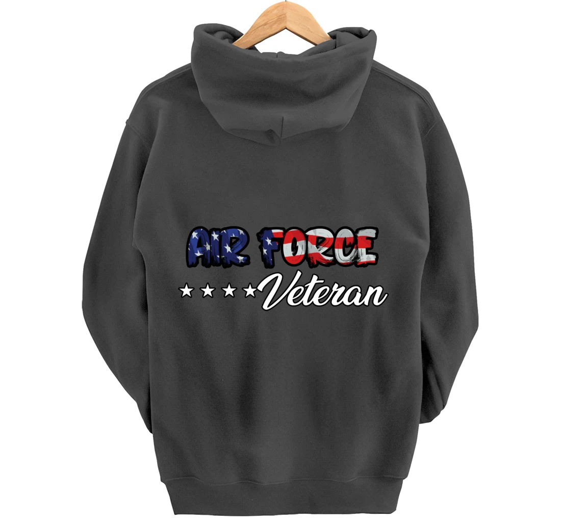US Flag Bold Air Force Veteran Pullover Hoodie