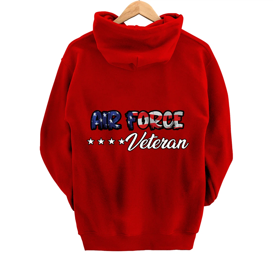 US Flag Bold Air Force Veteran Pullover Hoodie