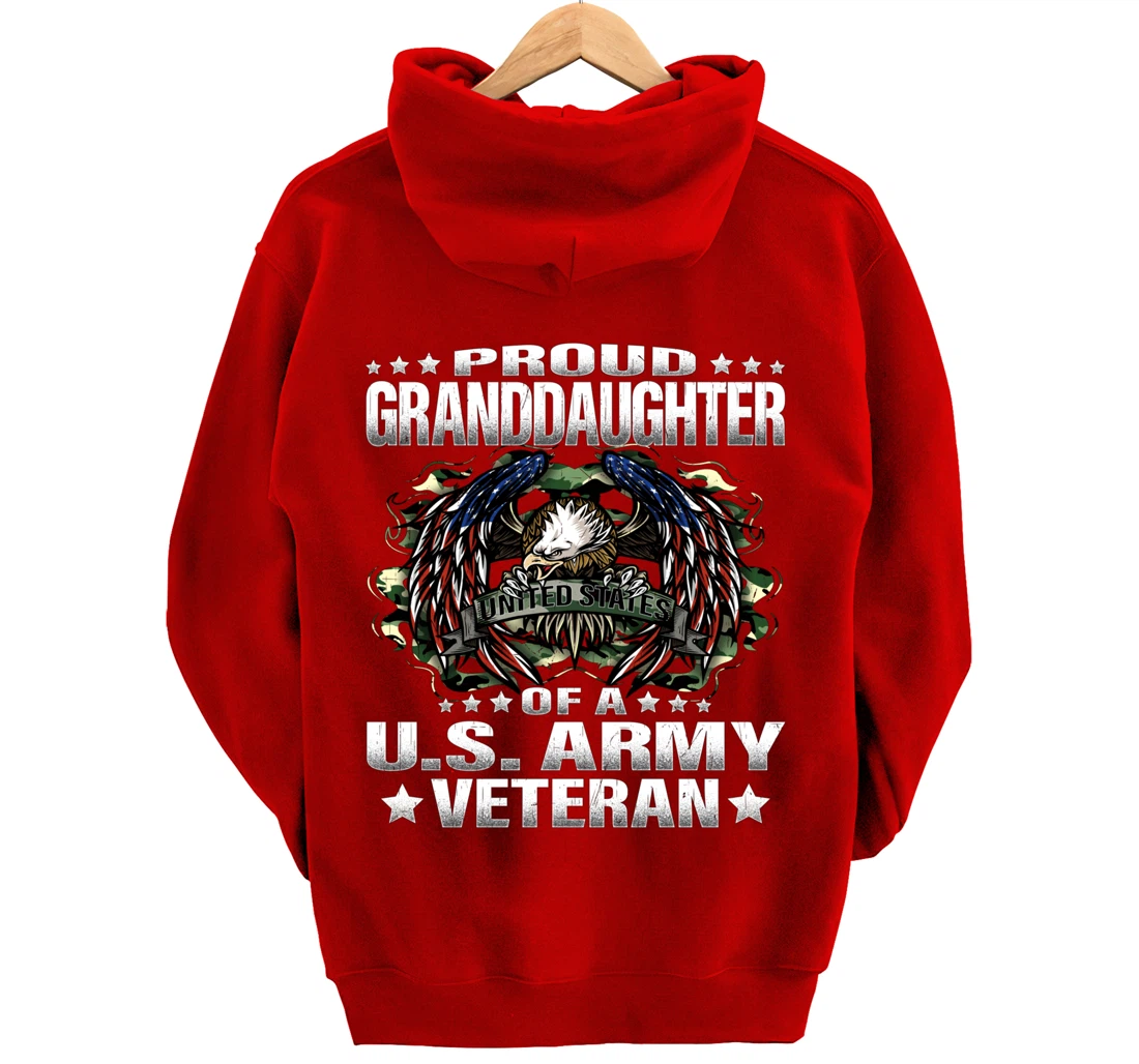 Proud Granddaughter Of A US Army Veteran Vet's Family Pullover Hoodie