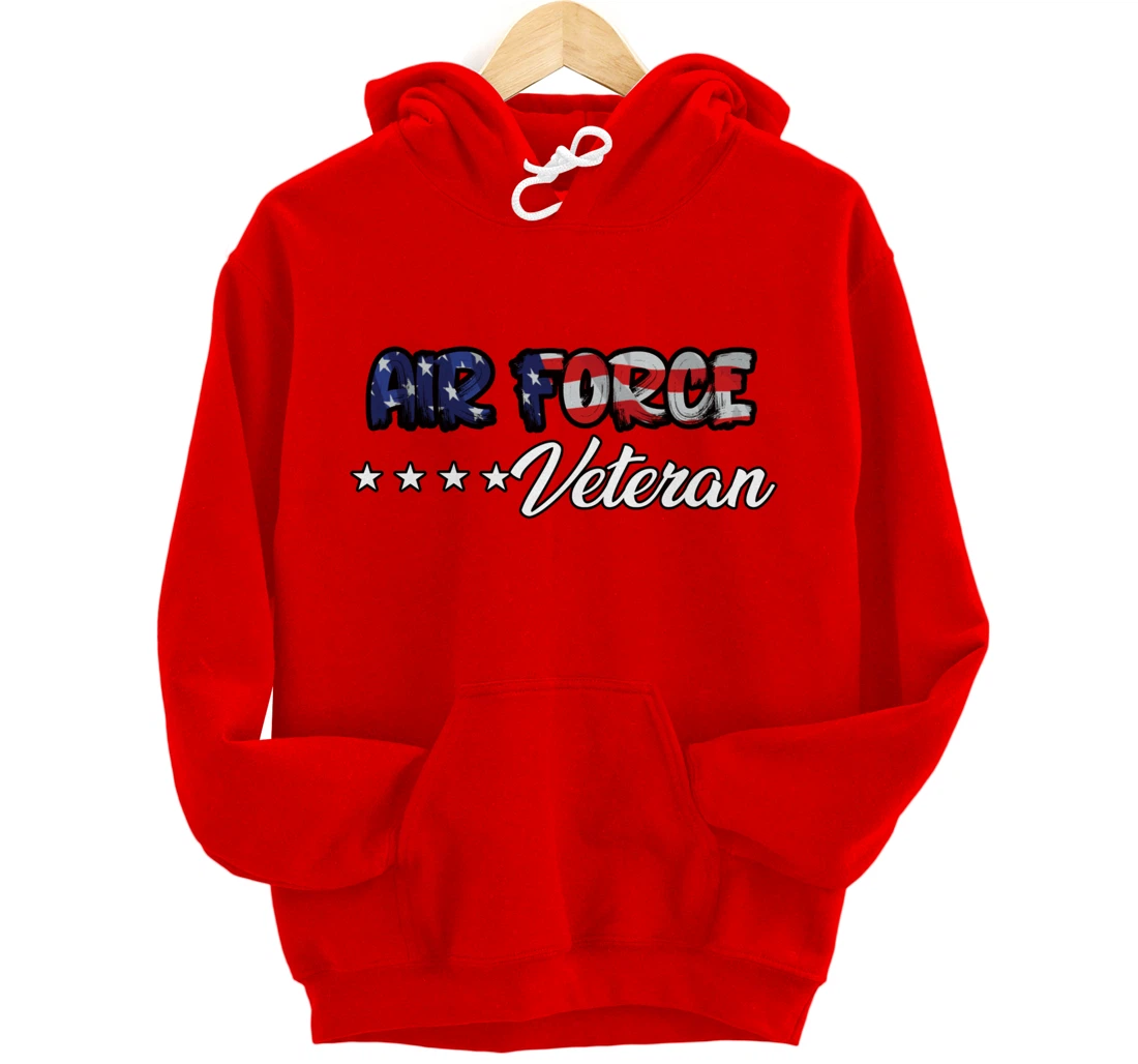 US Flag Bold Air Force Veteran Pullover Hoodie