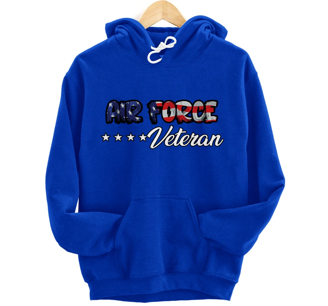 US Flag Bold Air Force Veteran Pullover Hoodie