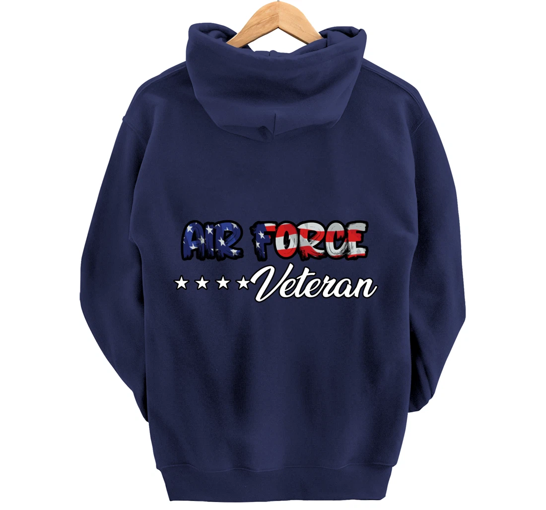 US Flag Bold Air Force Veteran Pullover Hoodie