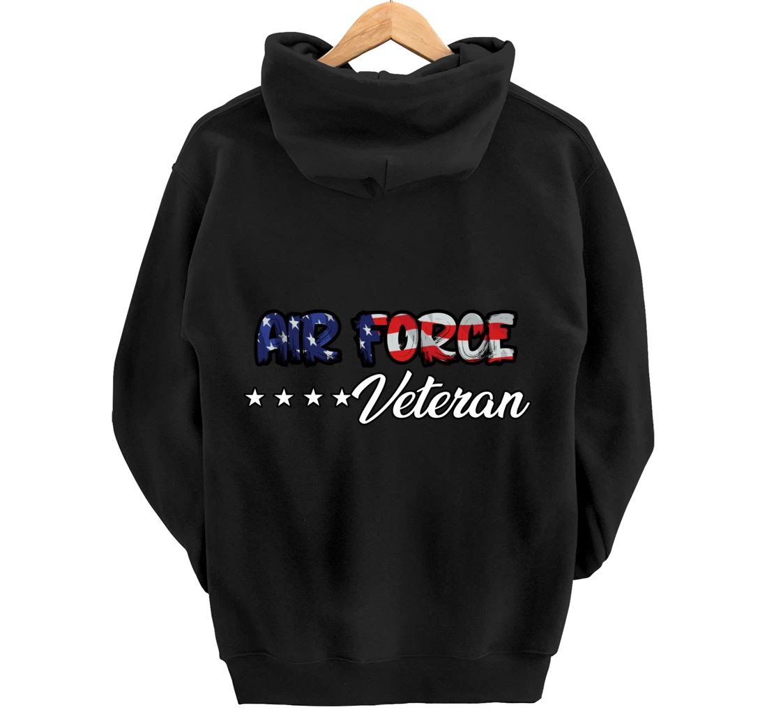 US Flag Bold Air Force Veteran Pullover Hoodie