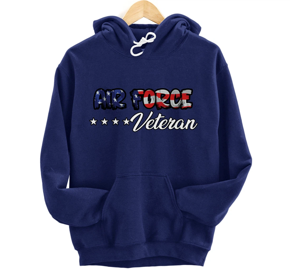 US Flag Bold Air Force Veteran Pullover Hoodie