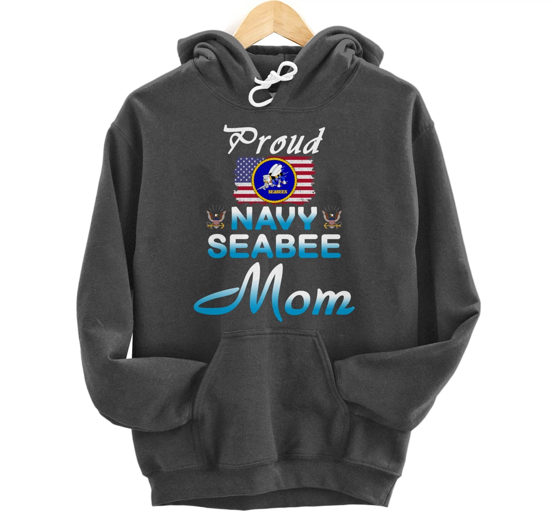 US Navy Seabee Veteran Gift Hoodie-Proud Navy Seabee Mom Pullover Hoodie