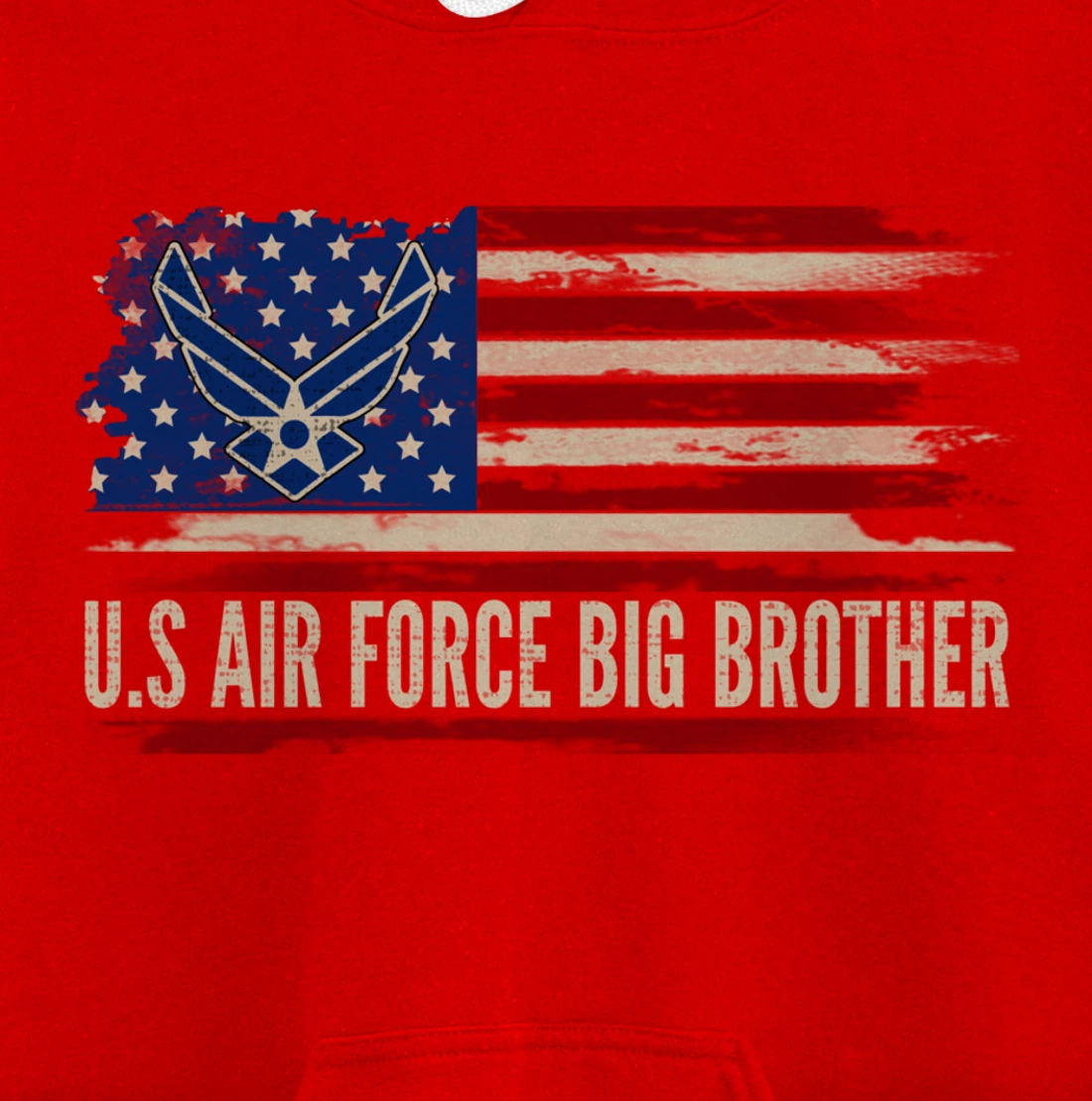 Vintage U.S Air Force Big Brother American Flag Veteran Gift Pullover Hoodie