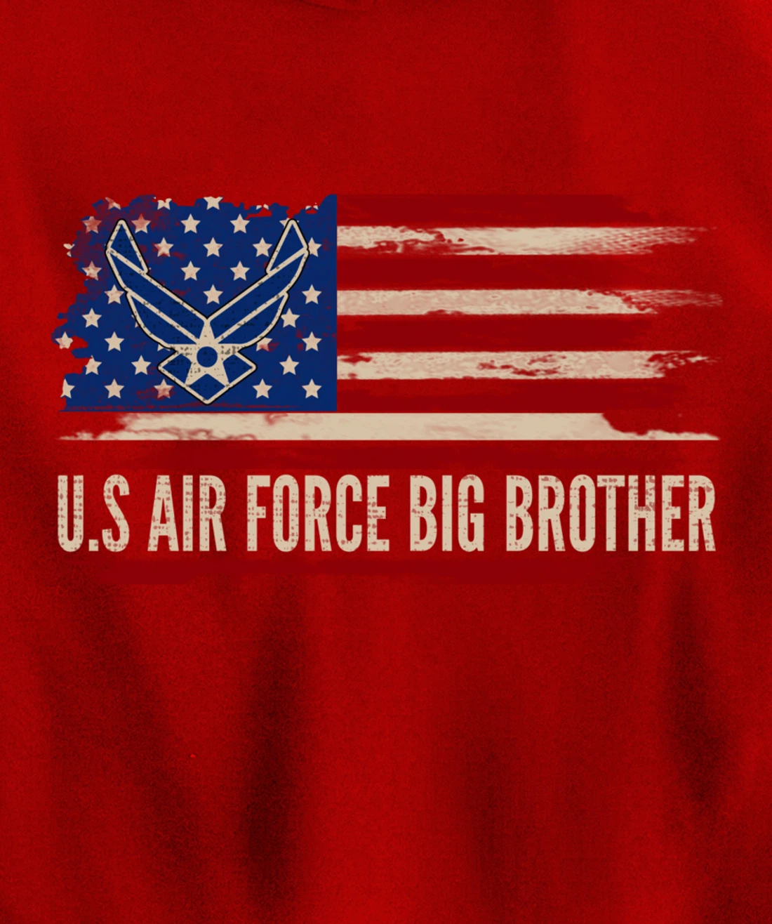 Vintage U.S Air Force Big Brother American Flag Veteran Gift Pullover Hoodie