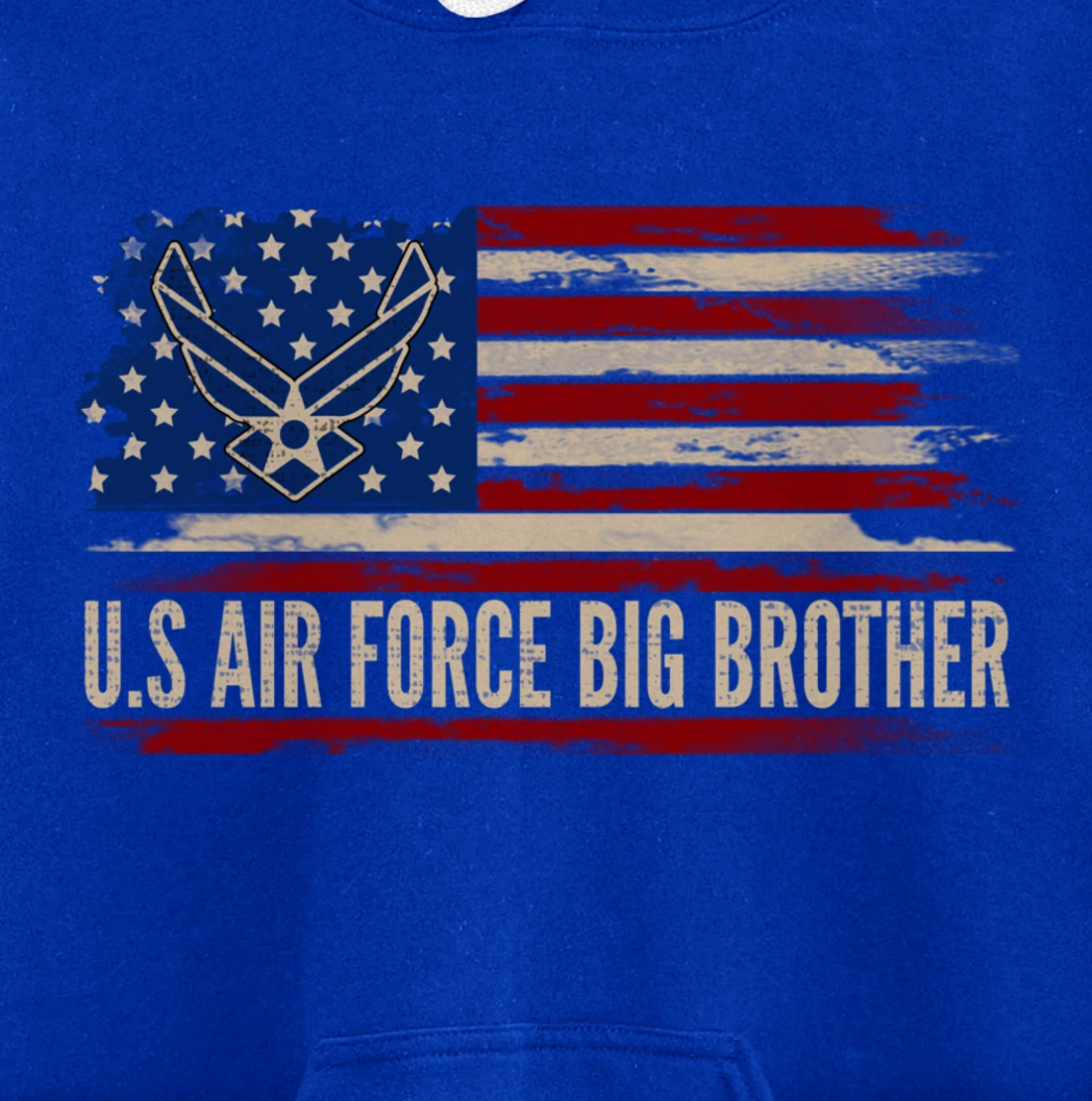 Vintage U.S Air Force Big Brother American Flag Veteran Gift Pullover Hoodie