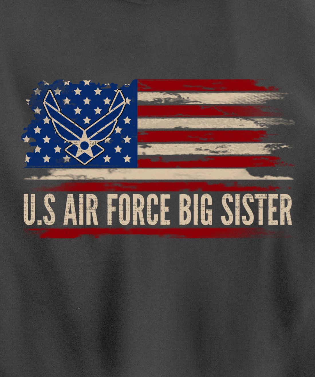 Vintage U.S Air Force Big Sister American Flag Veteran Gift Pullover Hoodie