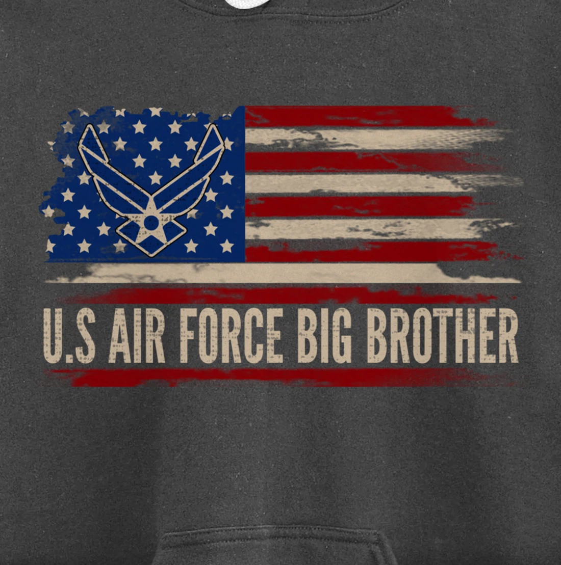 Vintage U.S Air Force Big Brother American Flag Veteran Gift Pullover Hoodie