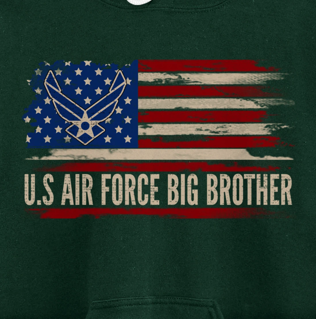 Vintage U.S Air Force Big Brother American Flag Veteran Gift Pullover Hoodie