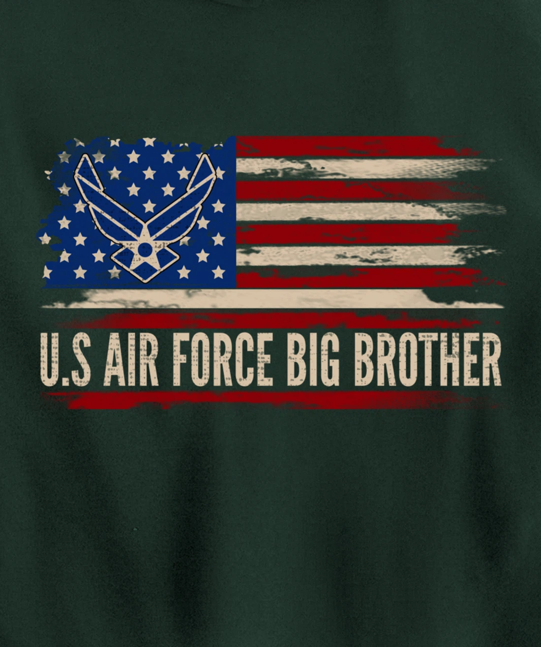 Vintage U.S Air Force Big Brother American Flag Veteran Gift Pullover Hoodie