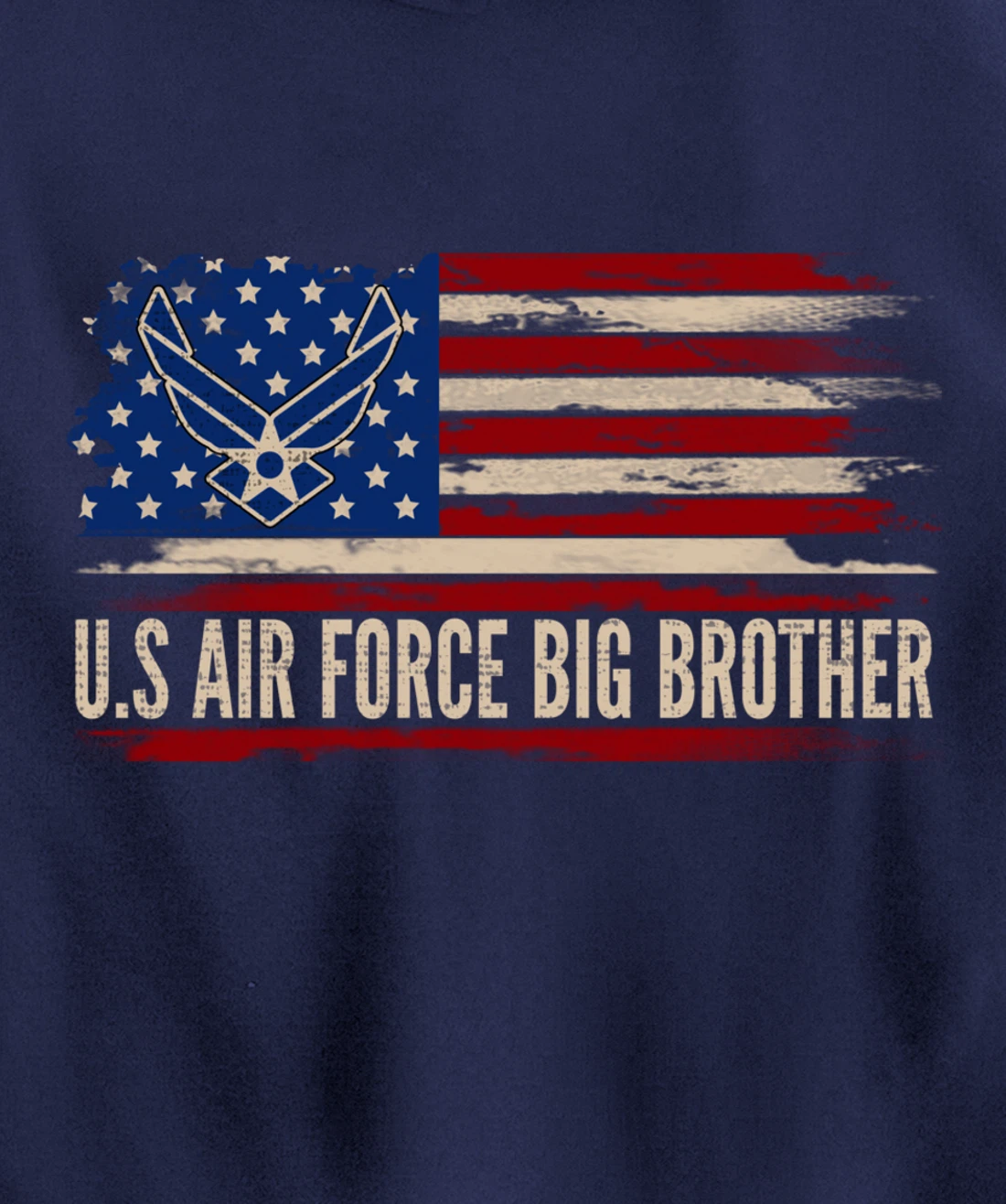 Vintage U.S Air Force Big Brother American Flag Veteran Gift Pullover Hoodie