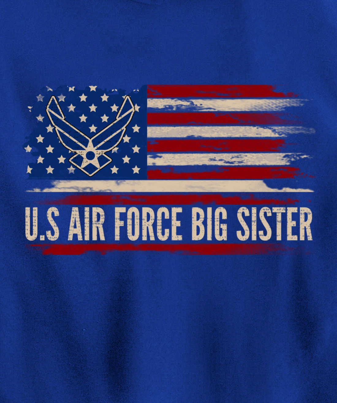Vintage U.S Air Force Big Sister American Flag Veteran Gift Pullover Hoodie