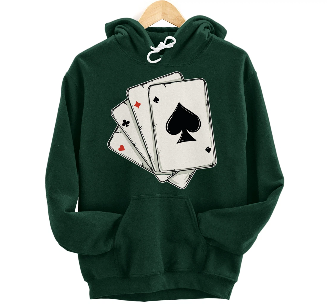 Blackjack Poker Texas Hold'em Gambling Cards Player Pullover Hoodie