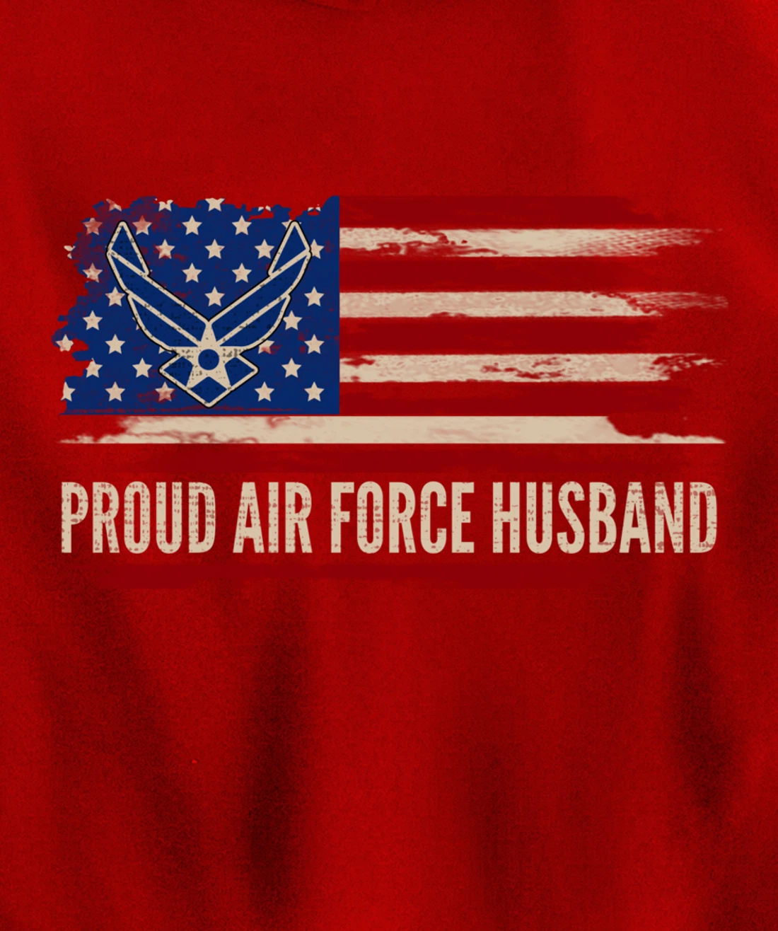 Vintage Proud Air Force Husband American Flag Veteran Gift Pullover Hoodie