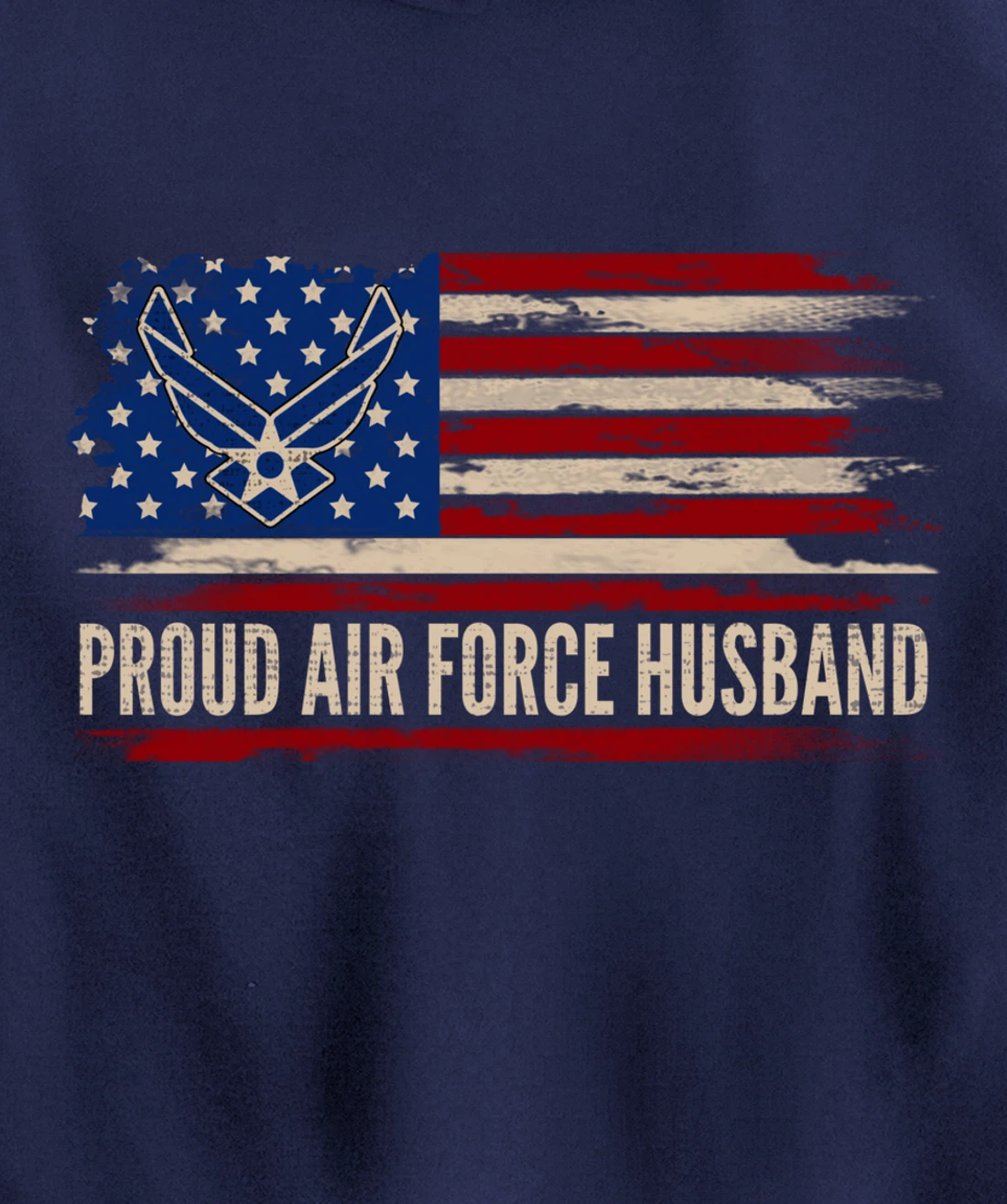 Vintage Proud Air Force Husband American Flag Veteran Gift Pullover Hoodie