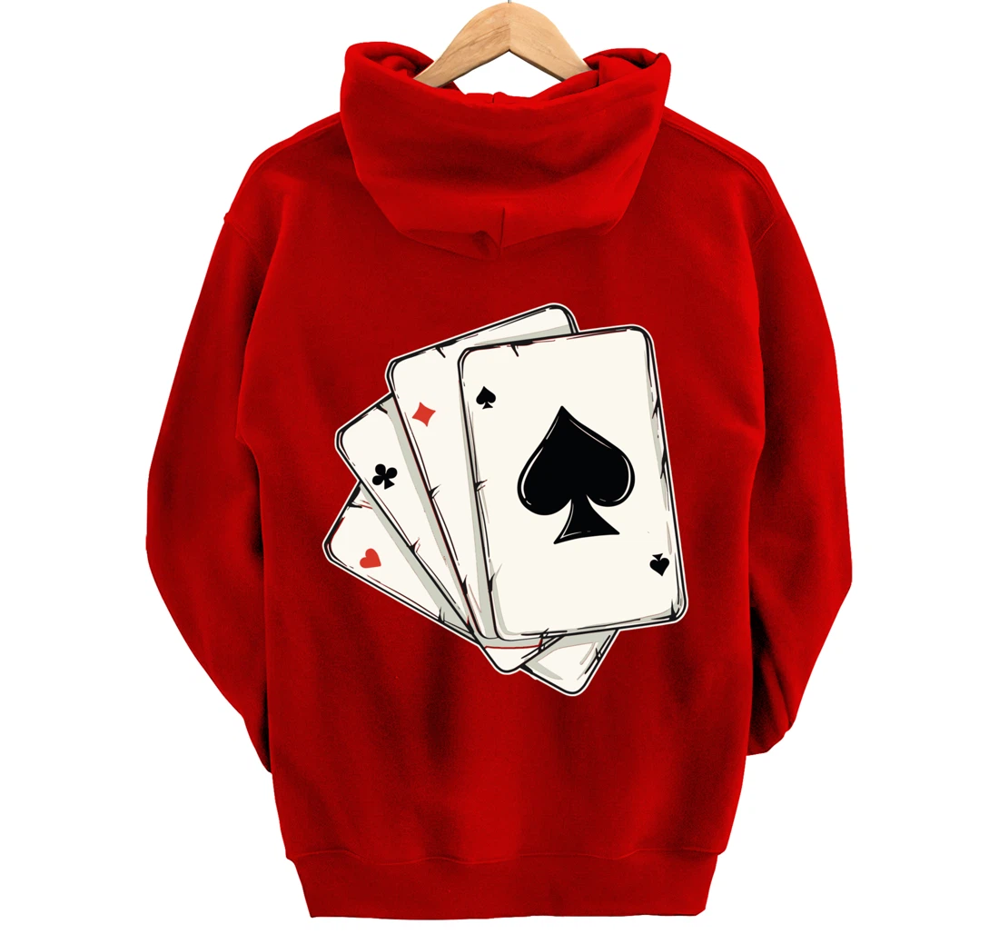 Blackjack Poker Texas Hold'em Gambling Cards Player Pullover Hoodie