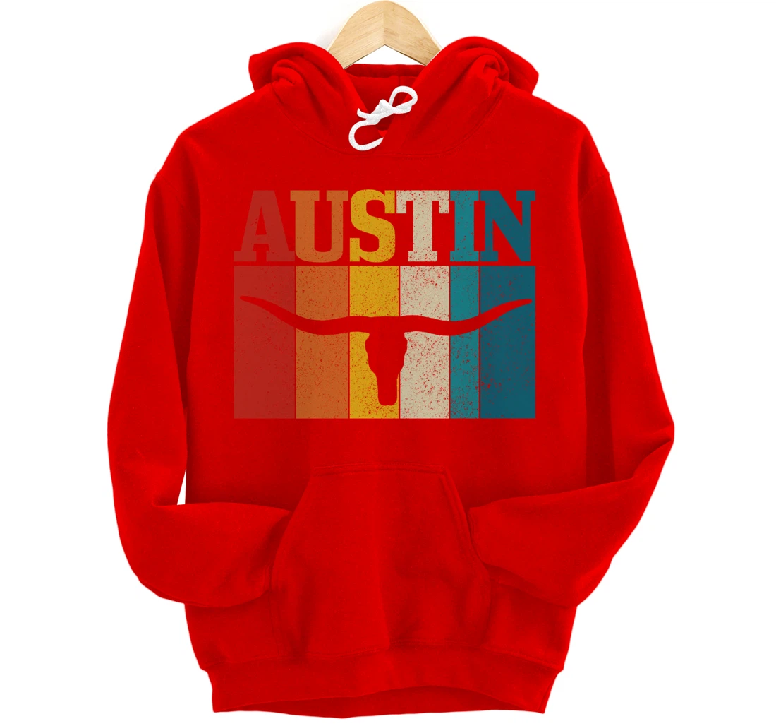 Austin Texas Pride Vintage Longhorn Retro Gift Pullover Hoodie