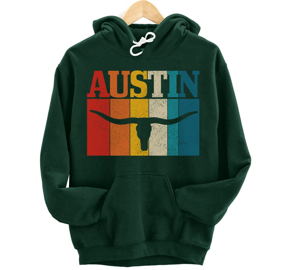 Austin Texas Pride Vintage Longhorn Retro Gift Pullover Hoodie