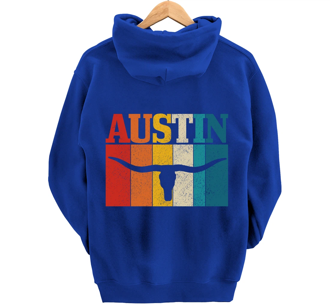 Austin Texas Pride Vintage Longhorn Retro Gift Pullover Hoodie