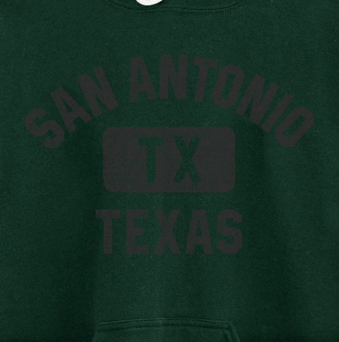 San Antonio TX Texas Gym Style Black w Distress Black Print Pullover Hoodie