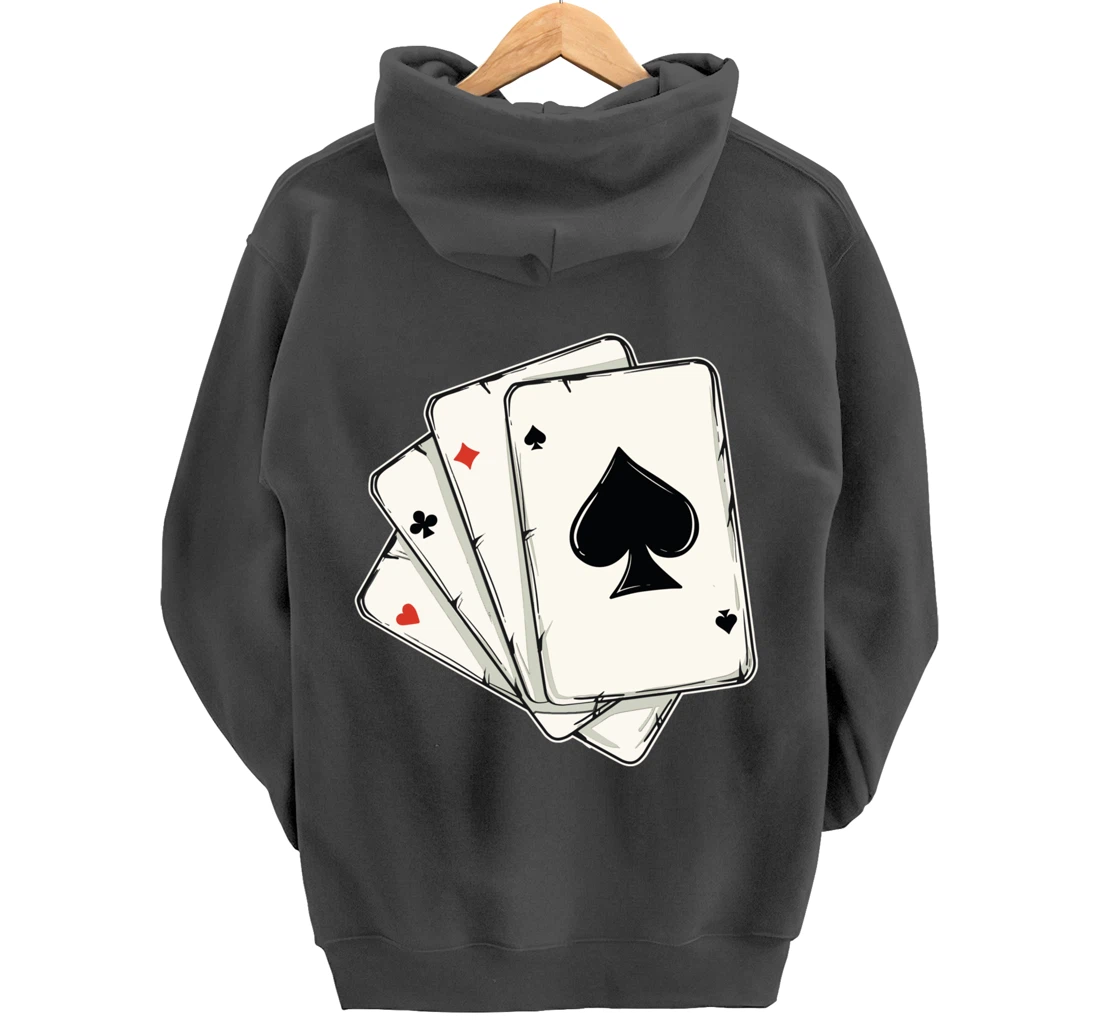 Blackjack Poker Texas Hold'em Gambling Cards Player Pullover Hoodie