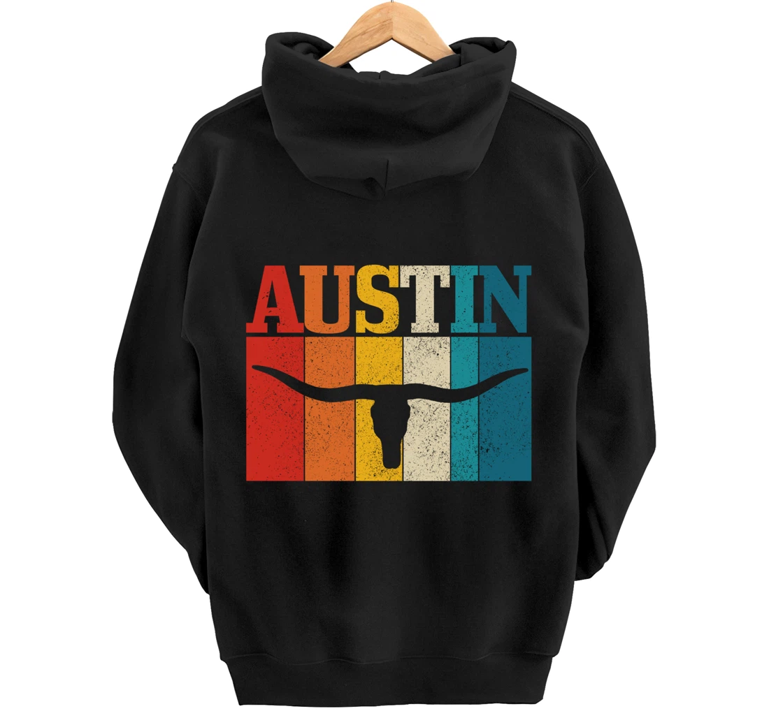 Austin Texas Pride Vintage Longhorn Retro Gift Pullover Hoodie
