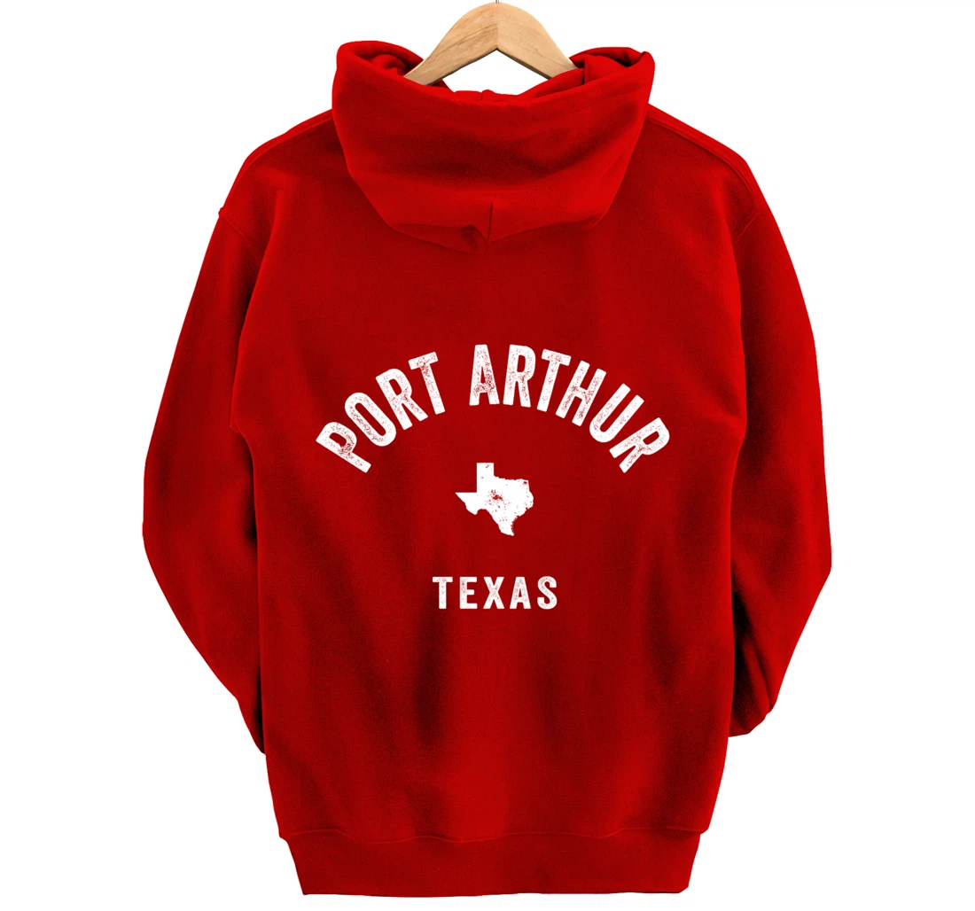 Port Arthur Texas TX Vintage 70s Athletic Sports Design Pullover Hoodie