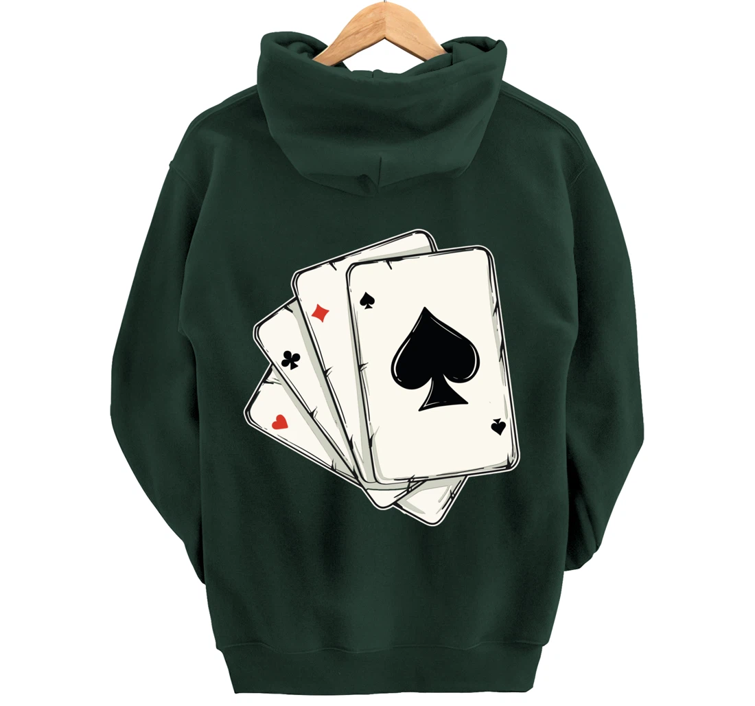 Blackjack Poker Texas Hold'em Gambling Cards Player Pullover Hoodie