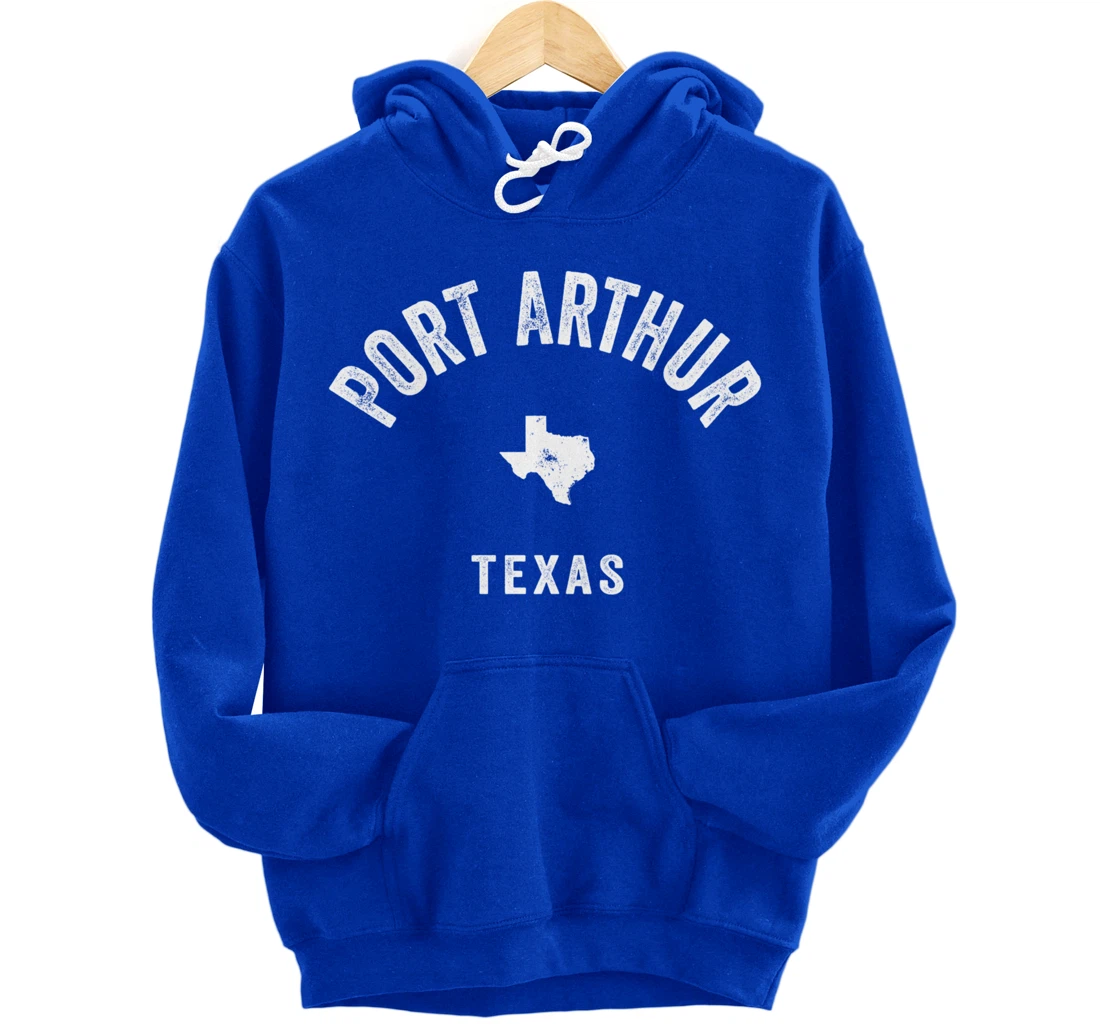 Port Arthur Texas TX Vintage 70s Athletic Sports Design Pullover Hoodie