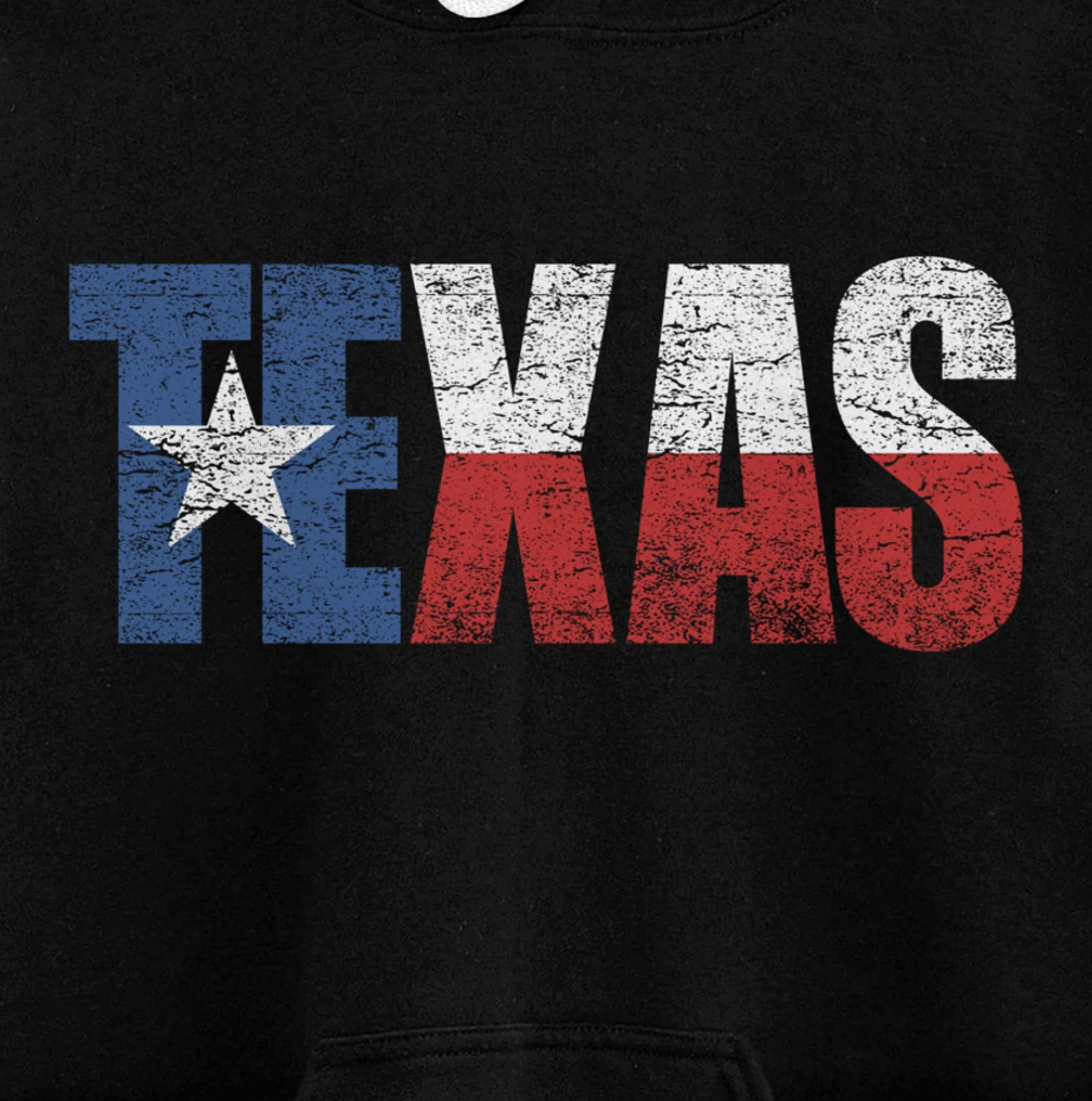 Texas Hoodie Women Men | Cool Distressed Texas Flag Text Pullover Hoodie