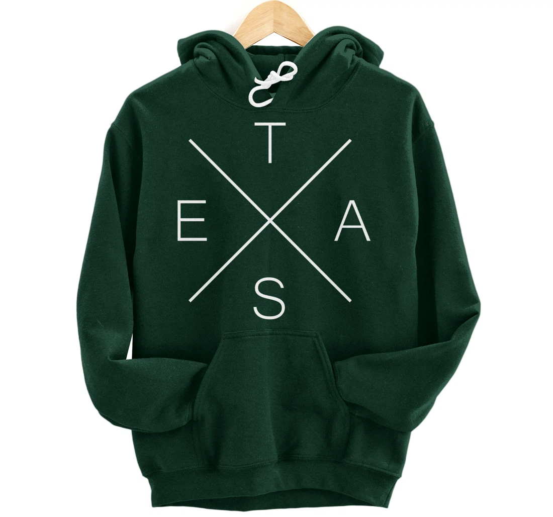Texas Hoodie Women Men | Cool X Shape State of Texas Text Pullover Hoodie