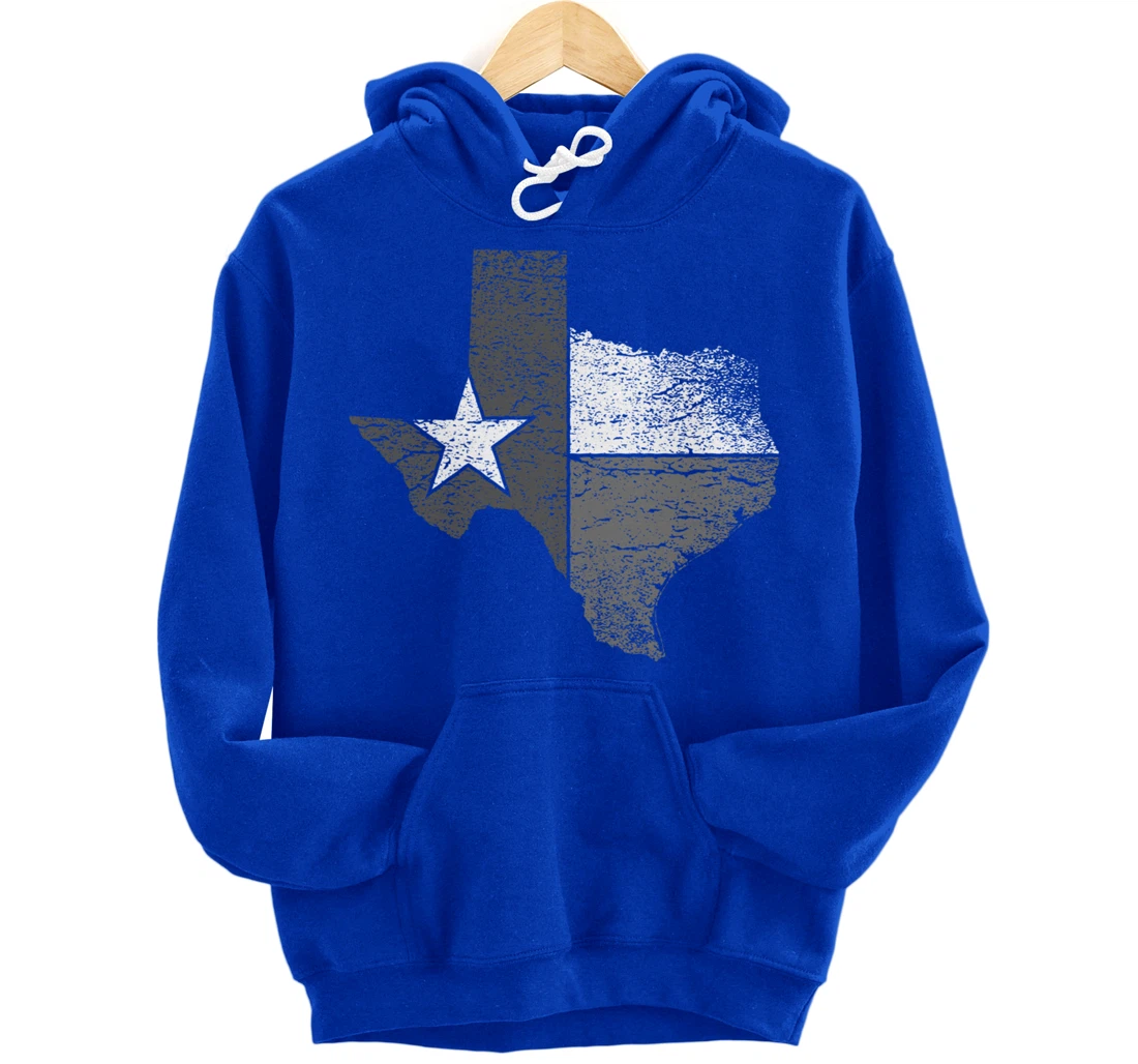 Texas Hoodie Women Men Texas Flag B&W Map of State of Texas Pullover Hoodie