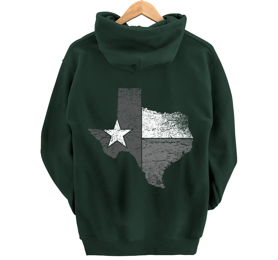 Texas Hoodie Women Men Texas Flag B&W Map of State of Texas Pullover Hoodie